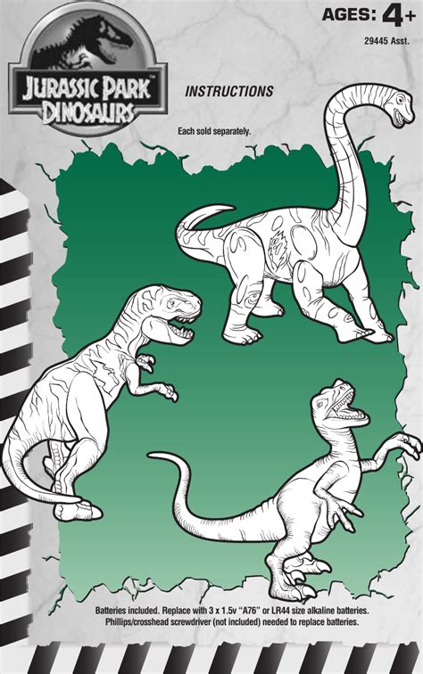 Hasbro Jurassic Park Dinosaurs 29445 Users Manual 29445jpdinos