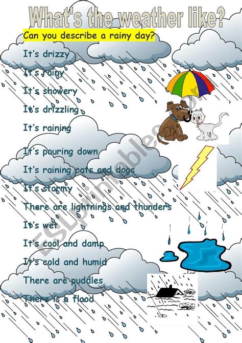 Can You Describe A Rainy Day Esl Worksheet By Rosaria13