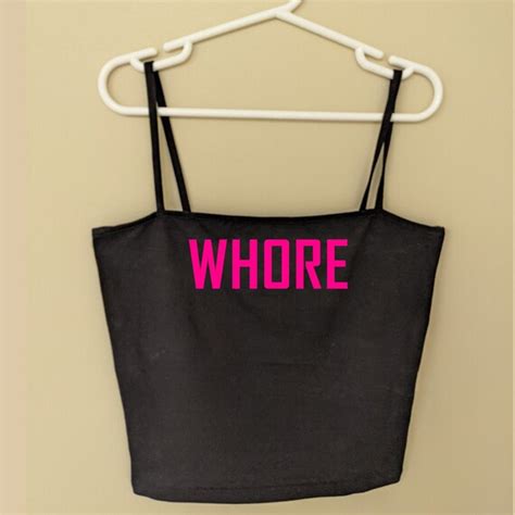 Whore Bdsm Crop Top Slutty Brat Submissive Crop Tank Top Etsy