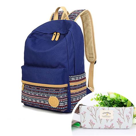 Coastacloud Canvas School Bag Backpack Fashionable Canvas Zip
