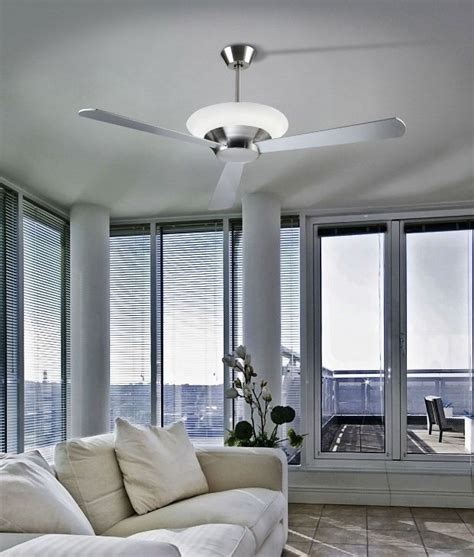 Modern Remote Controlled Ceiling Fan With Uplight In Silver Dark