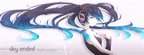 Hatsune Miku Headphones Long Hair Mirusa Twintails Vocaloid Konachan