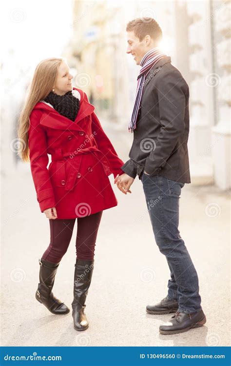 Young Couple Walking Down The Street Stock Photo Image Of Female