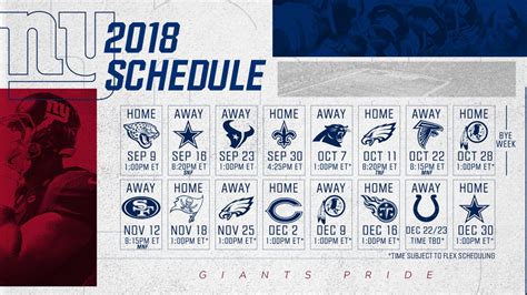 New York Giants Schedule Released
