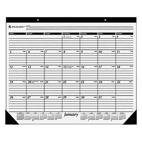 At A Glance White Monthly Desk Pad Calendar 22 In X 17 In Sheet Size