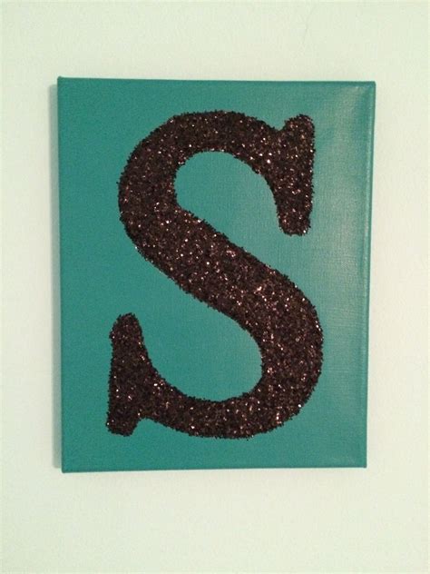 Black Glitter Initial On A Teal Background Glitter Canvas Teal