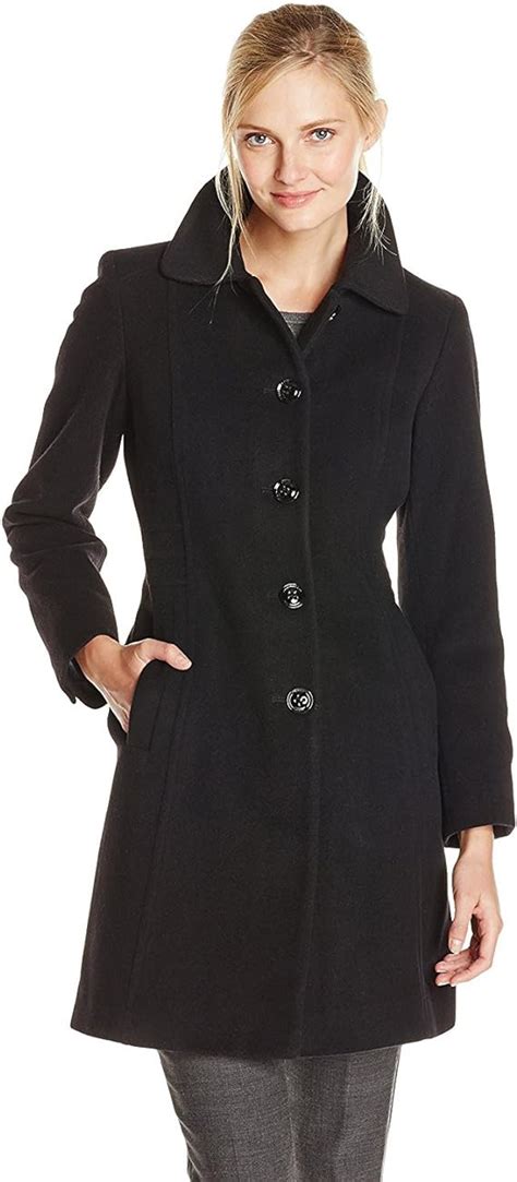 anne klein women s single breasted wool cashmere coat black 6 amazon ca clothing and accessories