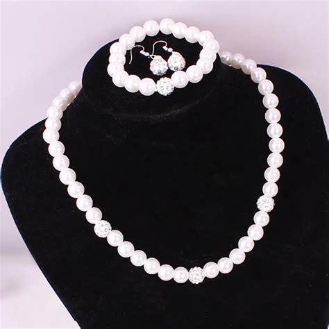 new fashion classic imitation pearl necklace earrings bracelet sets elegant simulated pearl