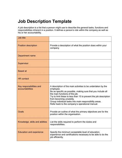 Job Description Checklist Template Five Precautions You Must Take