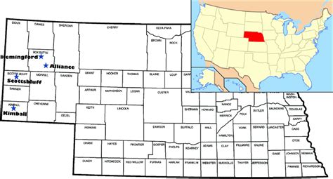 Map Exhibiting The Four Locations In The Western Panhandle Of Nebraska