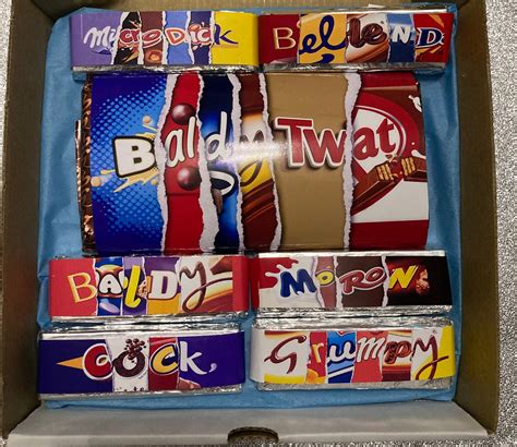 baldy twat insulting rude blue xrated novelty chocolate etsy