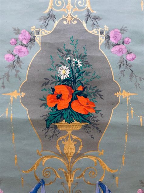 19th Century French Hand Painted Wallpaper Second Empire