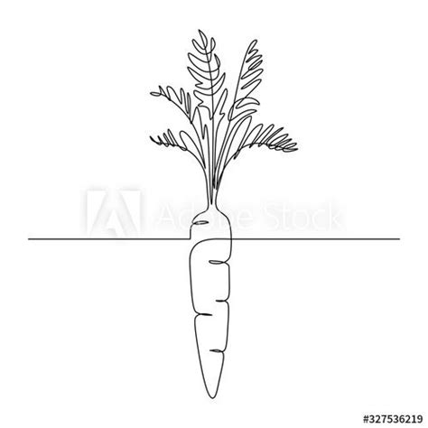 Carrot Vegetable In Continuous Line Art Drawing Style Growing Carrot