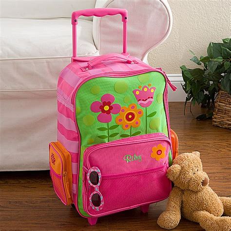 12799 Pretty Flowers Embroidered Rolling Luggage Kids Suitcase