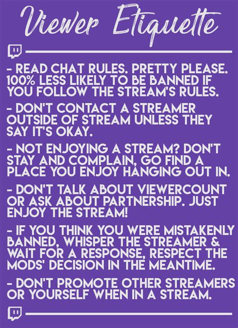 Twitch Viewer Etiquette Twitch Streaming Setup Twitch Twitch Channel