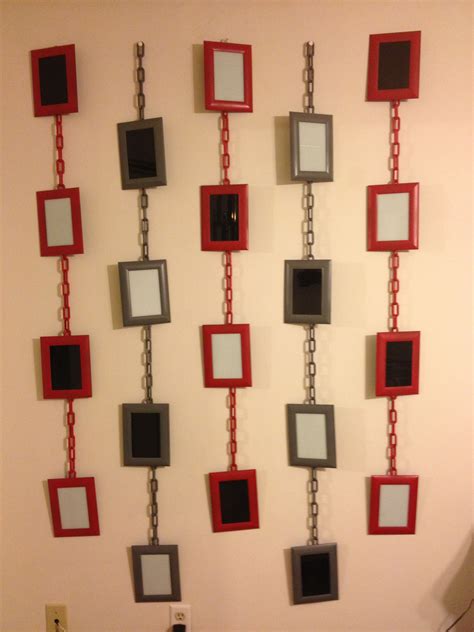 Maybe you would like to learn more about one of these? Wall art made out if dollar store picture frames and plastic chain designed to match bedroom ...