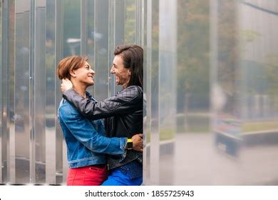 Happy Middle Aged Lesbian Couple Hugging Stock Photo Shutterstock