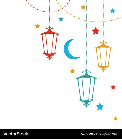 Greeting Card For Ramadan Kareem With Lamps Vector Image