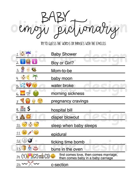 Emoji Pictionary Baby Shower Game Instant Download Fun Etsy Baby