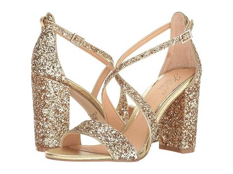 Jewel Badgley Mischka Cook Gold Glitter High Heels Feel Fabulous In
