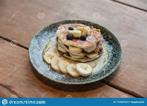 Banana Pancakes With Syrup Stock Photo Image Of Fresh 172354744