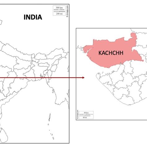 Location Of Kachchh District Within Gujarat State In Indiasource