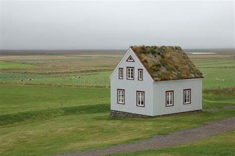Traditional Icelandic Farm House With Grass Roof Stock Image Image Of