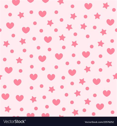 Heart Pattern With Stars And Dots Seamless Vector Image