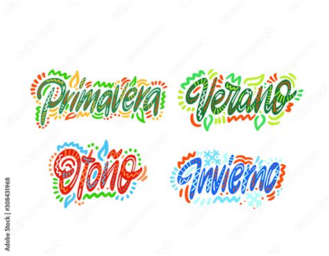 Primavera Verano Otono Invernoseasons Name In Spanish Hand