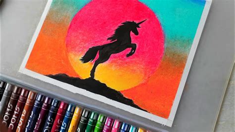 Oil Pastel Painting । Unicorn ।। Sunset Youtube