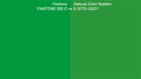 Pantone 355 C Vs Natural Color System S 2070 G20Y Side By Side Comparison