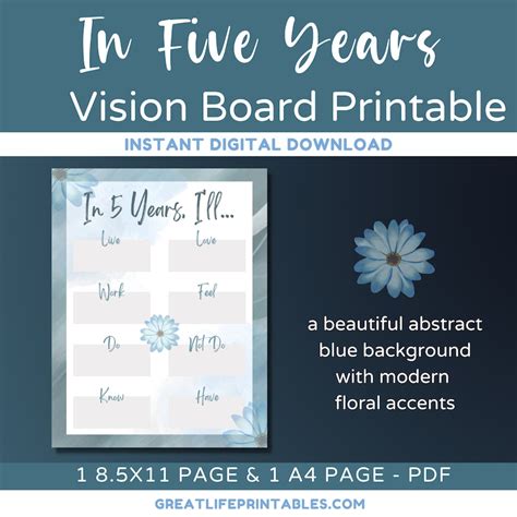 In Five Years Vision Board Printable Template Printable Etsy
