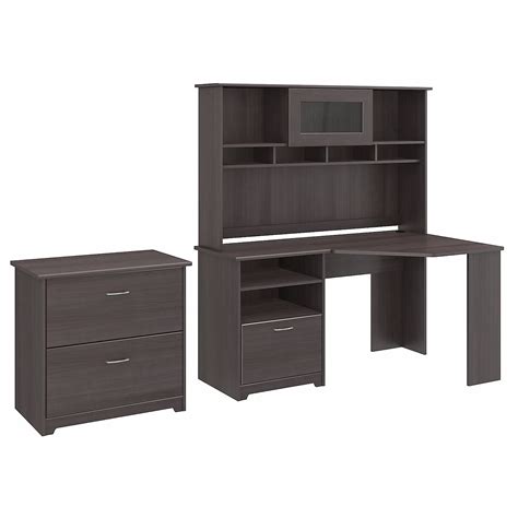 Bush Furniture Cabot Corner Desk With Hutch And Lateral File Cabinet
