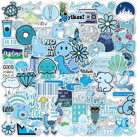 Buy El Nido 100 Blue Sticker Pack Cute Blue Stickers Waterproof 100