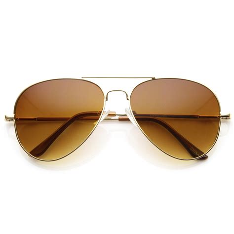 Large Metal Aviator Sunglasses With Spring Temples Zerouv