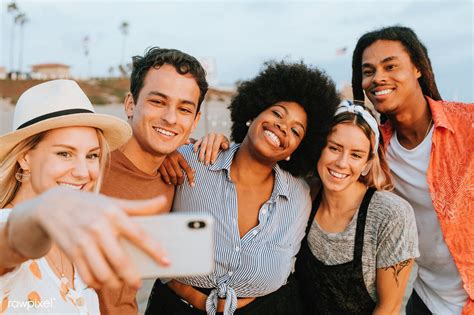 Group Of Diverse Friends Taking A Selfie At The Beach Premium Image By Mckinsey
