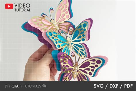 Butterfly SVG, 3D Butterfly SVG, DXF, PDF (1155454) | Paper Cutting
