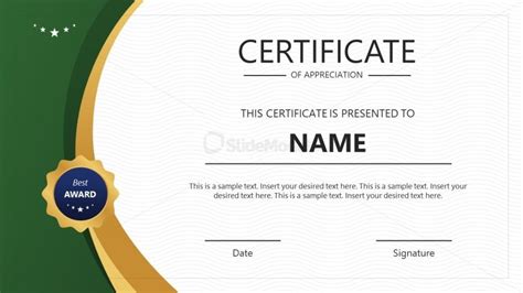 Award Certificate Presentation Template Slide Slidemodel