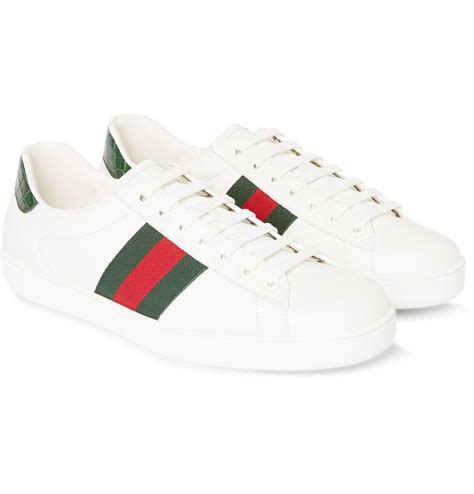 Gucci Crocodile And Webbing Trimmed Leather Sneakers Mr Porter