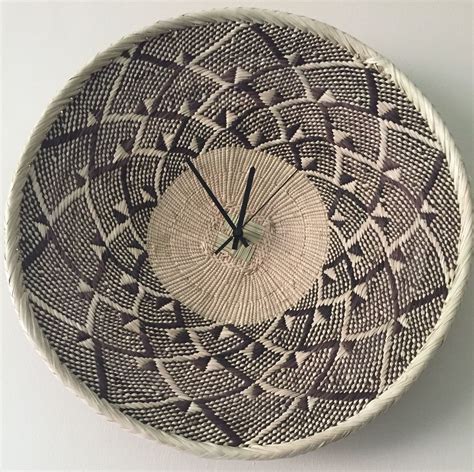 Basket Wall Clock African Decor Baskets On Wall Clock