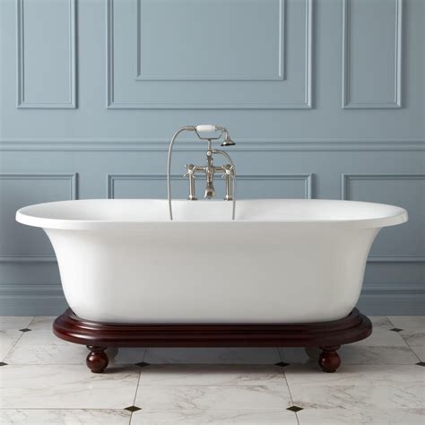 Clawfoot tub shower curtain rod and shower riser. 68" Poynter Acrylic Tub on Wood Base - Bathroom | Acrylic ...