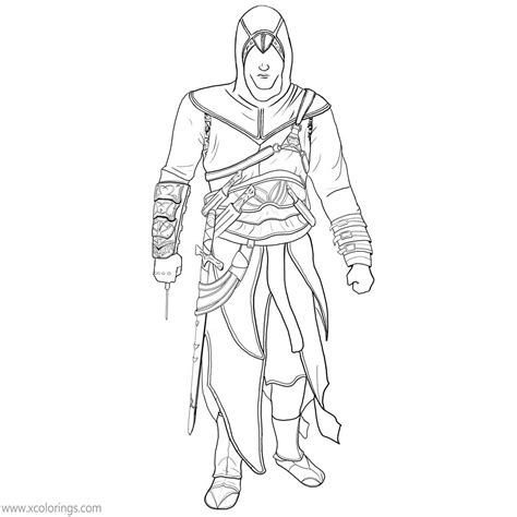 Assassins Creed Coloring Pages Altair Linear