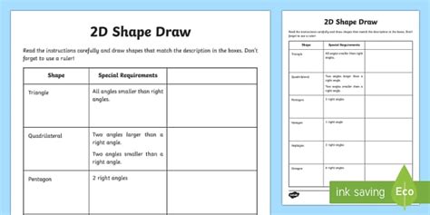 2d Shape Draw Worksheet Teacher Made Twinkl