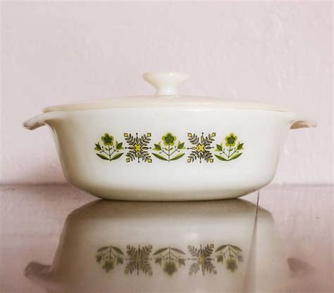I'm also kind of wishing that there were 4 dessert cups instead of two with two plastic lids. Fire King Meadow Green 1 QT Casserole Dish with Lid Anchor ...