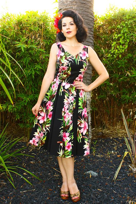 Pinup Girl Clothing Pinup Couture Havana Nights Dress In Hibiscus