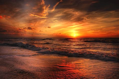 Sunset On Beach Wallpaper Hd Picture Image