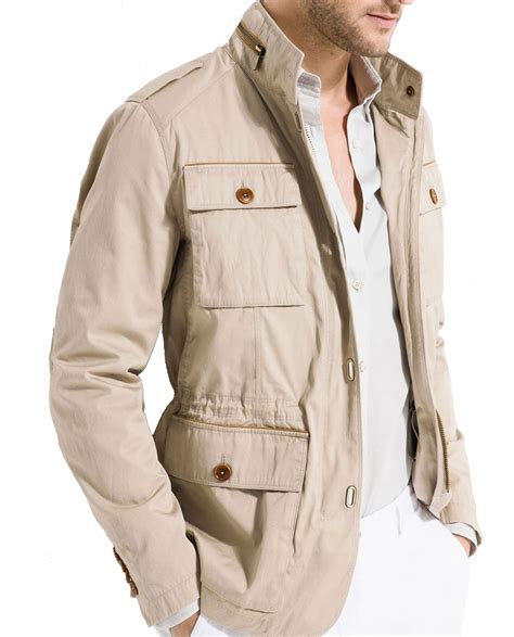 Massimo Dutti Mens Textured Weave Cotton Safari Jacket 3441247 Large