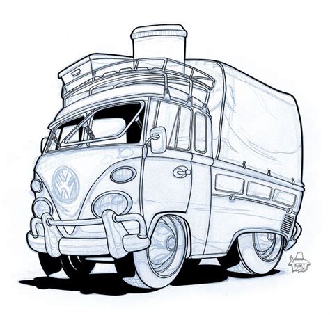Vw Bus Line Drawing Free Download On Clipartmag