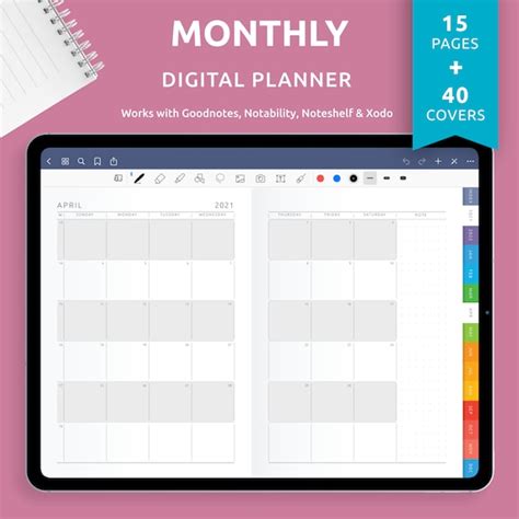 Goodnotes Monthly Calendar Template