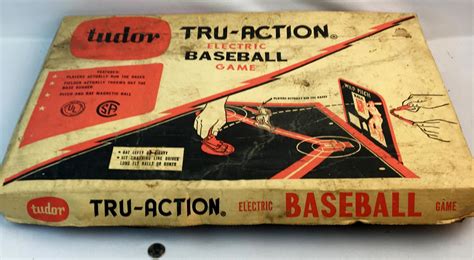 Lot Vintage 1950s Tudor Tru Action Electric Baseball Game W Box Works